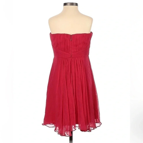 BCBGMAXAZRIA Duran Ruby Red 100% Silk Cocktail Dress Mini Chiffon Size 4 Small - Picture 4 of 5